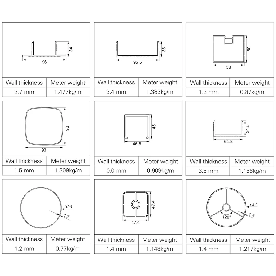 aluminum handrail profiles